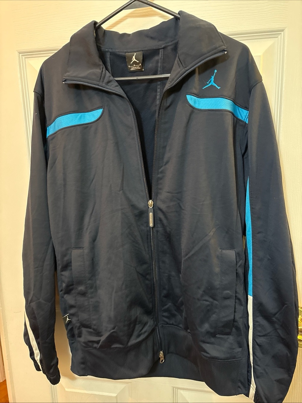 Jordan Men's Dark Navy Performance Track Jacket with Teal Accents